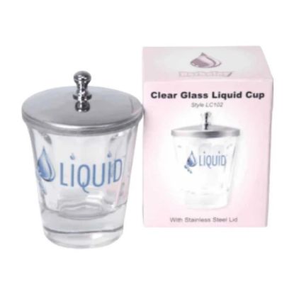 Picture of BERKELEY CLEAR GLASS LIQUID CUP WITH STAINLESS STEEL LID LC102